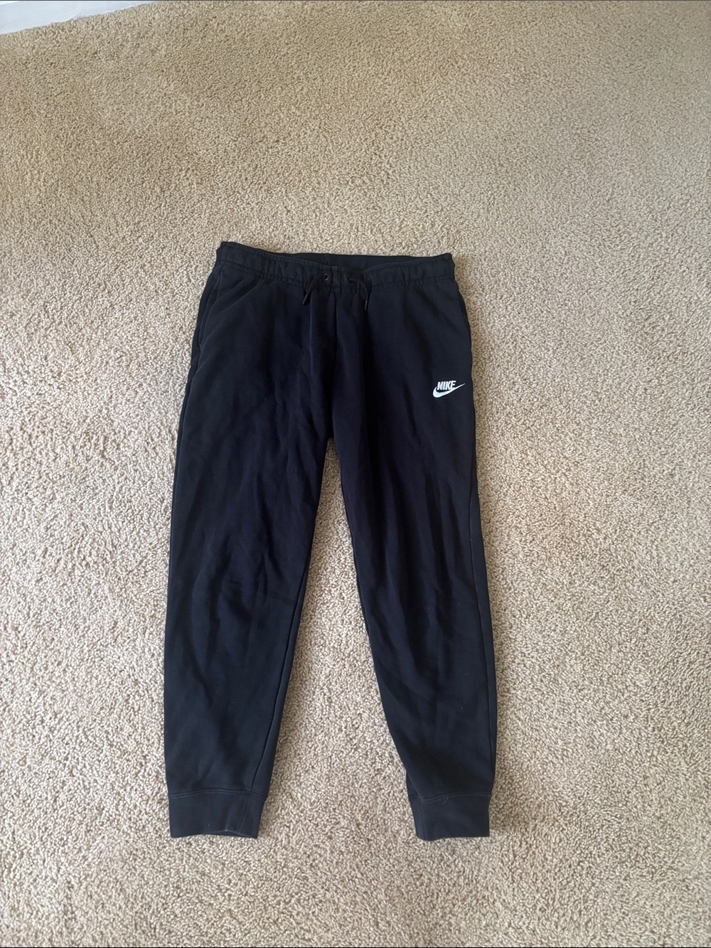 Nike Black Kids Jogger Sweatpants with White Swoosh